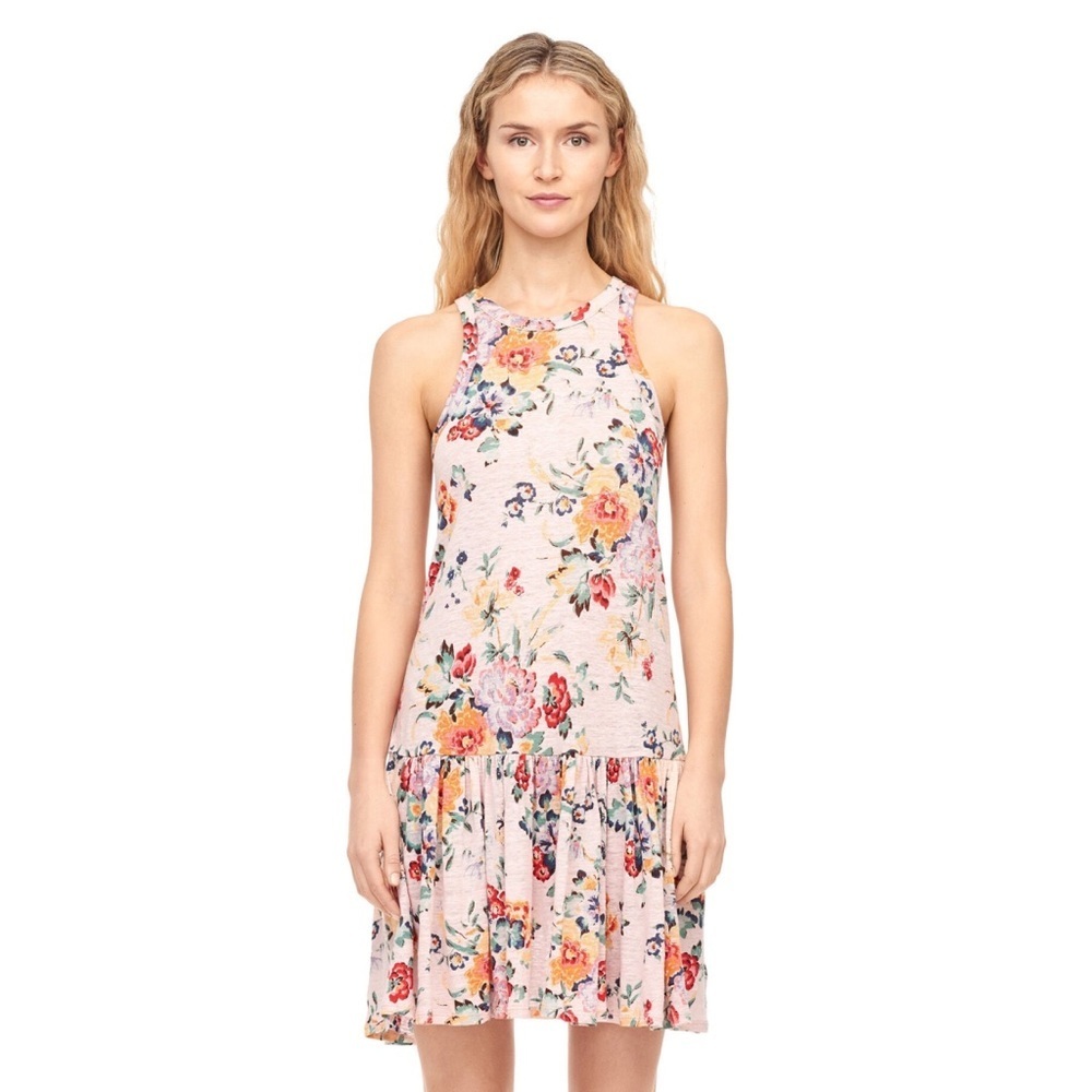 Rebecca Taylor| Rose Marlena Floral Linen Jersey Dress| Size Large
